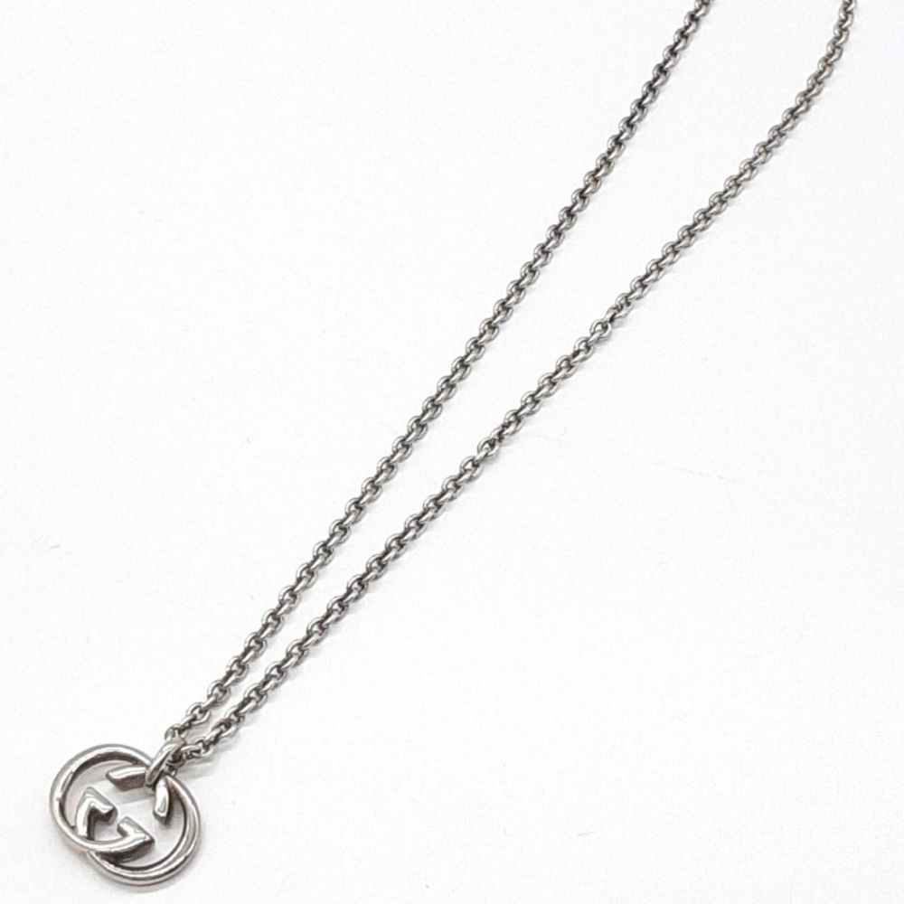 NEW GUCCI Interlocking G Pendant Necklace - Gucci Silver 925 GG Logo Jewelry - Picture 4 of 6